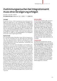 Dokument Zustimmungsersuchen bei Integrationsamt muss ohne Verzögerung erfolgen