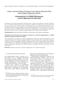 Dokument Kollokationen im DWDS-Wörterbuch und ihr Mehrwert für DaF/DaZ