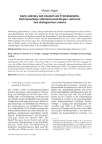Dokument Early Literacy auf Deutsch als Fremdsprache. Mehrsprachige Interaktionsstrategien w&auml;hrend des dialogischen Lesens