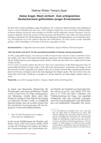 Dokument &sbquo;Keine Angst. Mach einfach&lsquo;. Zum erfolgreichen Deutscherwerb gefl&uuml;chteter junger Erwachsener