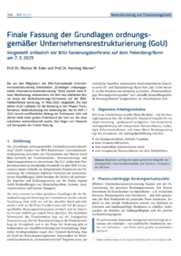 Dokument Finale Fassung der Grundlagen ordnungsgemäßer Unternehmensrestrukturierung (GoU)