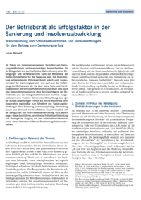 Dokument Der Betriebsrat als Erfolgsfaktor in der Sanierung und Insolvenzabwicklung