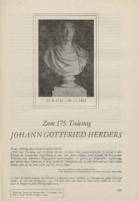 Dokument Zum 175. Todestag Johann Gottfried Herders