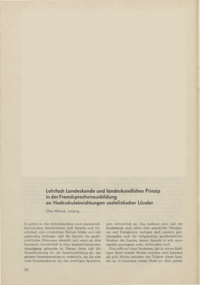 Dokument Lehrfach Landeskunde und landeskundliches Prinzip in der Fremdsprachenausbildung an Hochschuleinrichtungen sozialistischer L&auml;nder