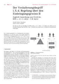 Dokument Der Veräußerungsbegriff i. S. d. Regelung über den Einbringungsgewinn II