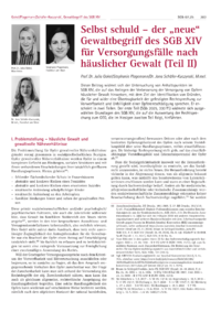 Dokument Selbst schuld – der „neue“ Gewaltbegriff des SGB XIV für Versorgungsfälle nach häuslicher Gewalt (Teil II)