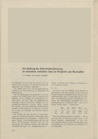 Dokument Die Stellung der Adverbialbestimmung im deutschen einfachen Satz im Vergleich zum Russischen