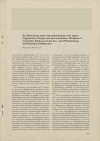 Dokument Zur Bedeutung einer linguostatistischen und psycholinguistischen Analyse der kommunikativen Wirksamkeit erweiterter Attribute für die Aus- und Weiterbildung ausländischer Germanisten
