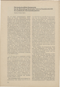 Dokument Die landeskundliche Komponente bei der Behandlung literarischer Texte im Deutschunterricht für ausländische Germanistikstudenten