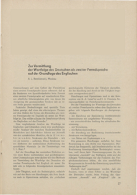 Dokument Zur Vermittlung der Wortfolge des Deutschen als zweiter Fremdsprache auf der Grundlage des Englischen