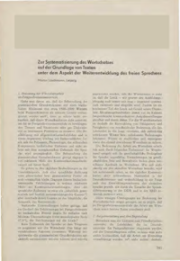 Dokument Zur Systematisierung des Wortschatzes auf der Grundlage von Texten unter dem Aspekt der Weiterentwicklung des freien Sprechens