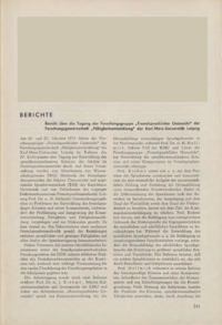 Dokument Bericht über die Tagung der Forschungsgruppe „Fremdsprachlicher Unterricht“ der Forschungsgemeinschaft „Fähigkeitsentwicklung“ der Karl-Marx-Universität Leipzig