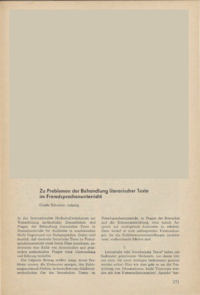Dokument Zu Problemen der Behandlung literarischer Texte im Fremdsprachenunterricht