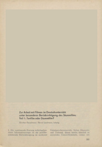 Dokument Zur Arbeit mit Filmen im Deutschunterricht unter besonderer Ber&uuml;cksichtigung des Stummfilms