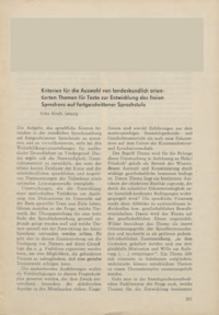 Dokument Kriterien für die Auswahl von landeskundlich orientierten Themen für Texte zur Entwicklung des freien Sprechens auf fortgeschrittener Sprachstufe