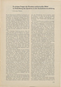 Dokument Zu einigen Fragen des Einsatzes audiovisueller Mittel zur Entwicklung des Sprechens in der Deutschlehrerausbildung