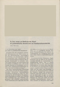 Dokument Zu Ziel, Inhalt und Methode der Arbeit an grammatischen Kenntnissen im Fremdsprachenunterricht