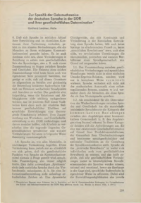 Dokument Zur Spezifik der Gebrauchsweise der deutschen Sprache in der DDR und ihrer gesellschaftlichen Determination