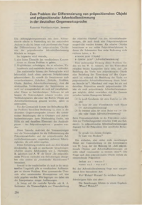 Dokument Zum Problem der Differenzierung von präpositionalem Objekt und präpositionaler Adverbialbestimmung in der deutschen Gegenwartssprache