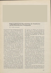 Dokument Einige psychologische Besonderheiten der Erwachsenen und die Erlernung einer Fremdsprache