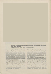 Dokument Rezension zu &bdquo;Spezialprobleme der wissenschaftlichen und technischen &Uuml;bersetzung&ldquo;, Hrsg. Harry Spitzbardt. VEB Max Niemeyer Verlag, Halle (Saale) 1972, 295 S.