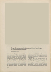 Dokument Einige Gedanken zum Problem sprachlicher Handlungen im Fremdsprachenunterricht