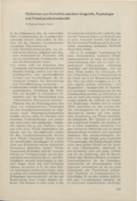 Dokument Gedanken zum Verh&auml;ltnis zwischen Linguistik, Psychologie und Fremdsprachenunterricht