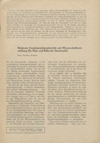 Dokument Moderner Fremdsprachenunterricht und Wissenschaftsentwicklung (Zu Platz und Rolle der Grammatik)