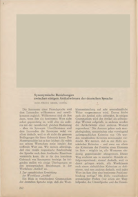 Dokument Synonymische Beziehungen zwischen einigen Artikelwörtern der deutschen Sprache