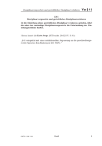 Dokument § 41 Disziplinarvorgesetzte und gerichtliches Disziplinarverfahren