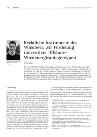 Dokument Rechtliche Instrumente des WindSeeG zur Förderung innovativer Offshore-Windenergieanlagentypen