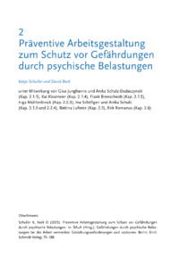 Dokument Präventive Arbeitsgestaltung zum Schutz vor Gefährdungen durch psychische Belastungen