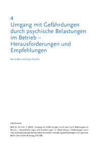 Dokument Umgang mit Gefährdungen durch psychische Belastungen im Betrieb – Herausforderungen und Empfehlungen