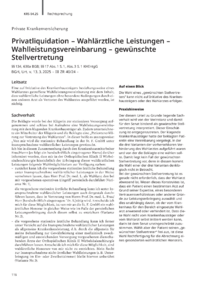 Dokument Privatliquidation – Wahlärztliche Leistungen – Wahlleistungsvereinbarung – gewünschte Stellvertretung