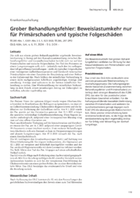 Dokument Grober Behandlungsfehler: Beweislastumkehr nur für Primärschaden und typische Folgeschäden