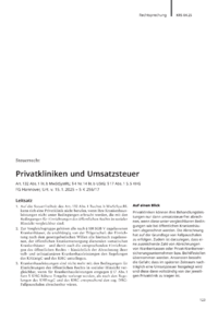 Dokument Privatkliniken und Umsatzsteuer