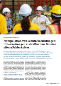 Dokument Manipulation von Schutzeinrichtungen: Unterweisungen als Maßnahme für eine offene Fehlerkultur