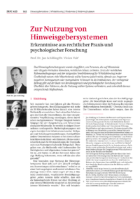 Dokument Zur Nutzung von Hinweisgebersystemen