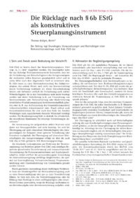 Dokument Die Rücklage nach § 6b EStG als konstruktives Steuerplanungsinstrument