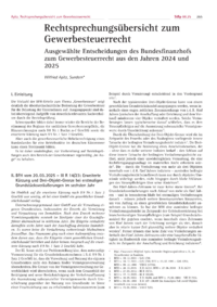 Dokument Rechtsprechungs&uuml;bersicht zum Gewerbesteuerrecht