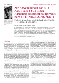 Dokument Zur Anwendbarkeit von § 141 Abs. 1 Satz 3 SGB III bei Ausübung des Bestimmungsrechts nach § 137 Abs. 2, 2. Alt. SGB III