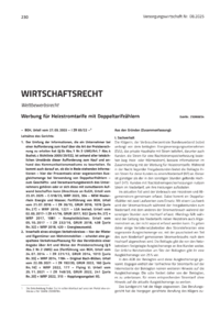 Dokument Werbung für Heizstromtarife mit Doppeltarifzählern