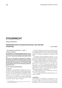 Dokument Gebietskörperschaft als Besitzunternehmen einer Betriebsaufspaltung