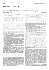 Dokument Umsatzsteuerliche Behandlung von Personalgestellungsleistungen der öffentlichen Hand