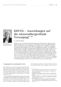 Dokument KHVVG – Auswirkungen auf die sektorenübergreifende Versorgung