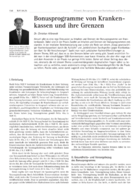 Dokument Bonusprogramme von Krankenkassen und ihre Grenzen
