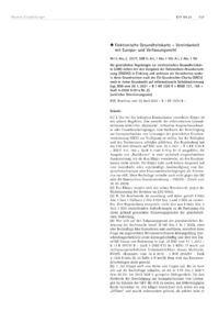 Dokument Elektronische Gesundheitskarte – Vereinbarkeit mit Europa- und Verfassungsrecht