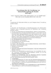 Dokument Verordnung über die Gewährung von Mehrarbeitsvergütung für Beamte (MVergV)