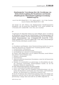 Dokument Hamburgische Verordnung über die Gewährung von Mehrarbeitsvergütung für Beamtinnen und Beamte (Hamburgische Mehrarbeitsvergütungsverordnung – HmbMVergVO)