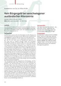 Dokument Kein Bürgergeld bei verschwiegener ausländischer Altersrente